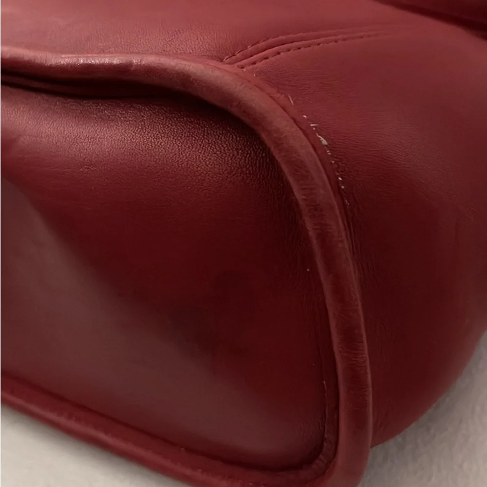 Vintage Coach Red Leather Tote #9086 - Picture 4 of 8